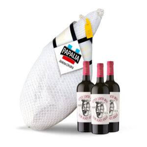 Jamón crudo Papalia (hasta 8 kg) + 3 vinos